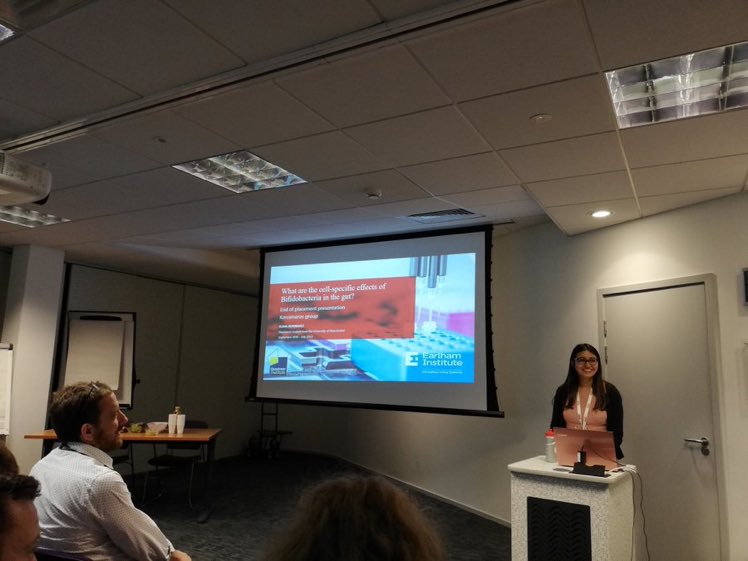 KorcsmarosLab's tweet photo. Today our year-in-industry student, Elena Rodriguez, presented her work @EarlhamInst on a new experimental and computational pipeline to analyse the connection between bifidobacteria and gut cells. Well done! We will use this next in our #IBD research. With @hall_lab @TheQuadram https://t.co/v5br3vg5Py