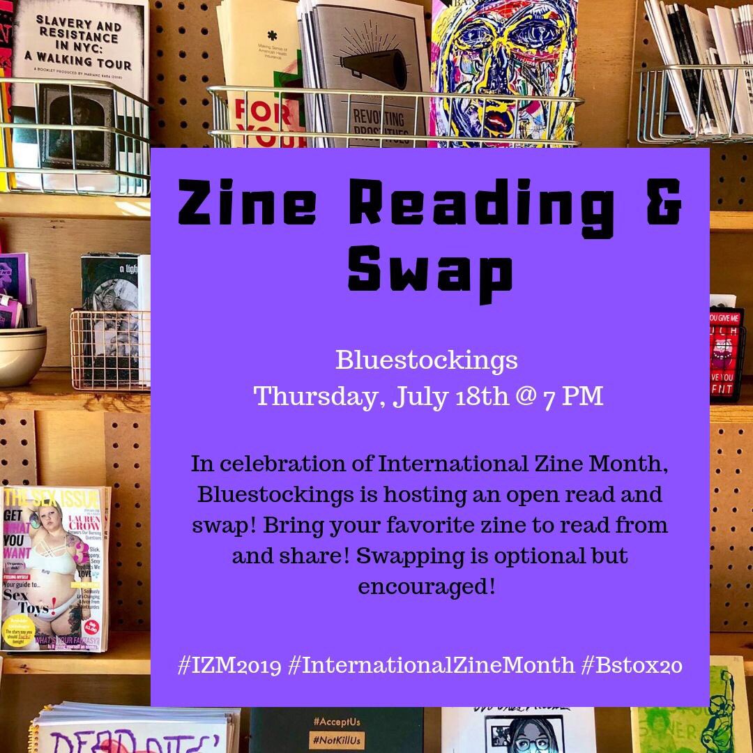 In celebration of #InternationalZineMonth, we’re hosting an open read and swap! Bring your favorite zine to read + share! Meet other local zinesters and #DIY makers! For more information on #IZM2019, check out: stolensharpierevolution.org/international-…