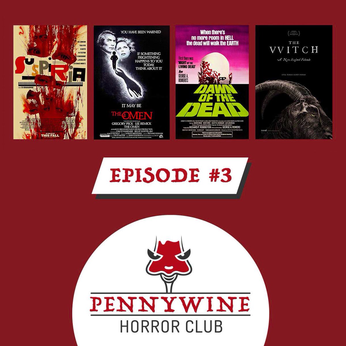 Jake_thenewman's tweet photo. Episode 3 of Pennywine Horror Club is now live for any horror fans out there. My friends and I discuss:

• Suspiria
• The Omen
• Dawn of the Dead
• The Witch

https://t.co/GuMShla4Ku

#horrorpodcasts #horrormovies #horrormoviereviews #horrorfans https://t.co/f66ppKflVf