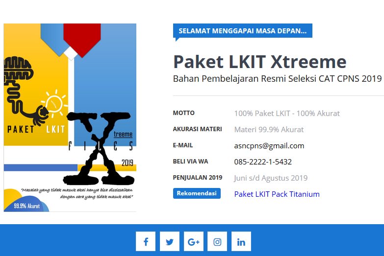 SATU PELURU hanya bisa tembus 1 kepala tapi...SATU TULISAN bisa menembus jutaan kepala.
Pelajari Paket LKIT hari ini dan tersenyumlah gapai masa depan !!
100% Paket LKIT - 100% Akurat

Order:
Web: paketlkit.com
WA: 085222215432