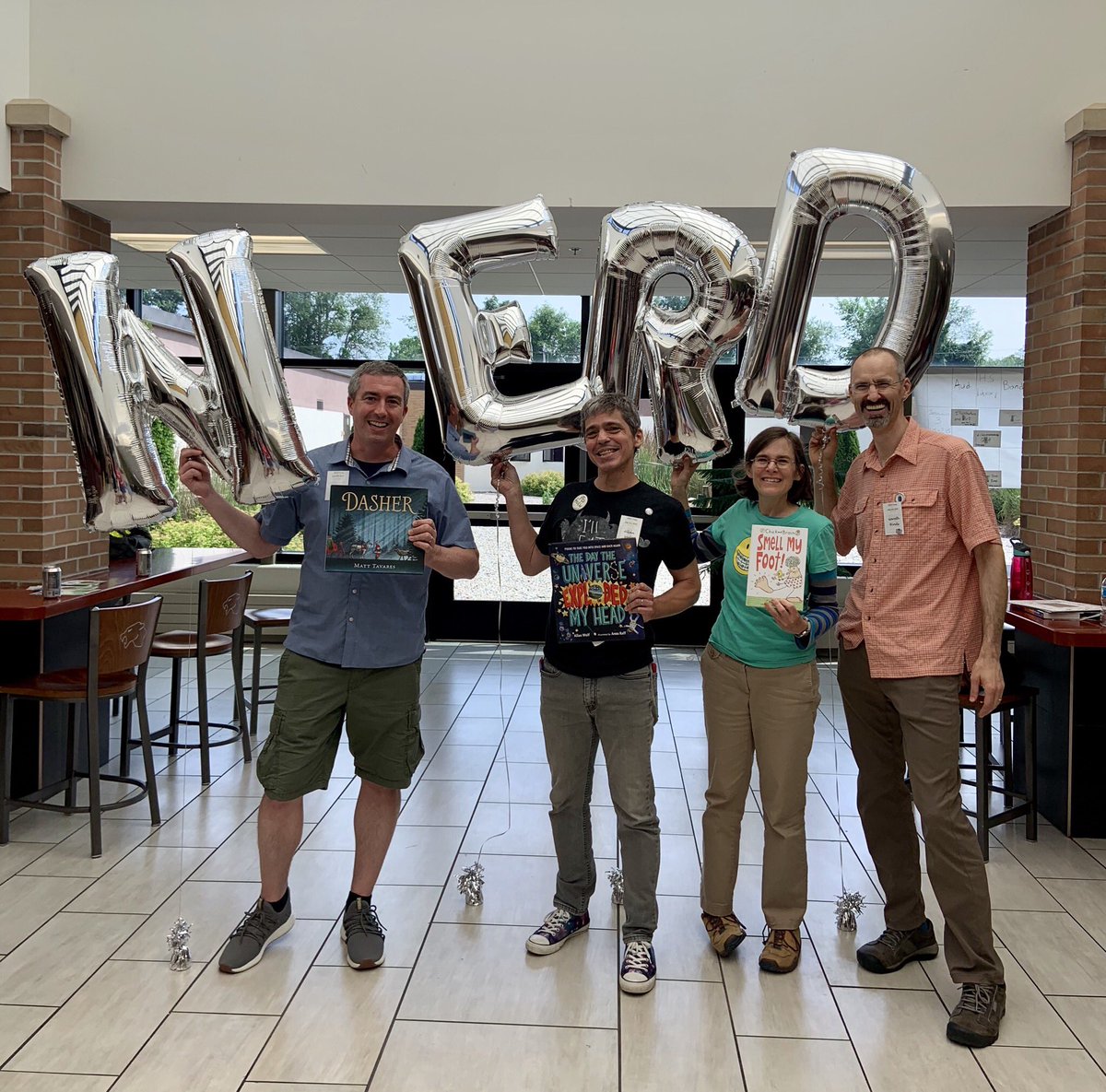 tavaresbooks's tweet image. With my fellow @Candlewick nerds at #nErDcampMI (@garethhinds, @CeceBellBooks &amp;amp; @AllanWolf100)
