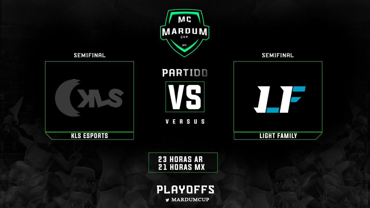 #MC | MATCHDAY

SEMIFINAL

⚔ KLS eSports • Light Family
📆 16/07/19 
⏰ 23:00 🇦🇷 | 🇲🇽 21:00