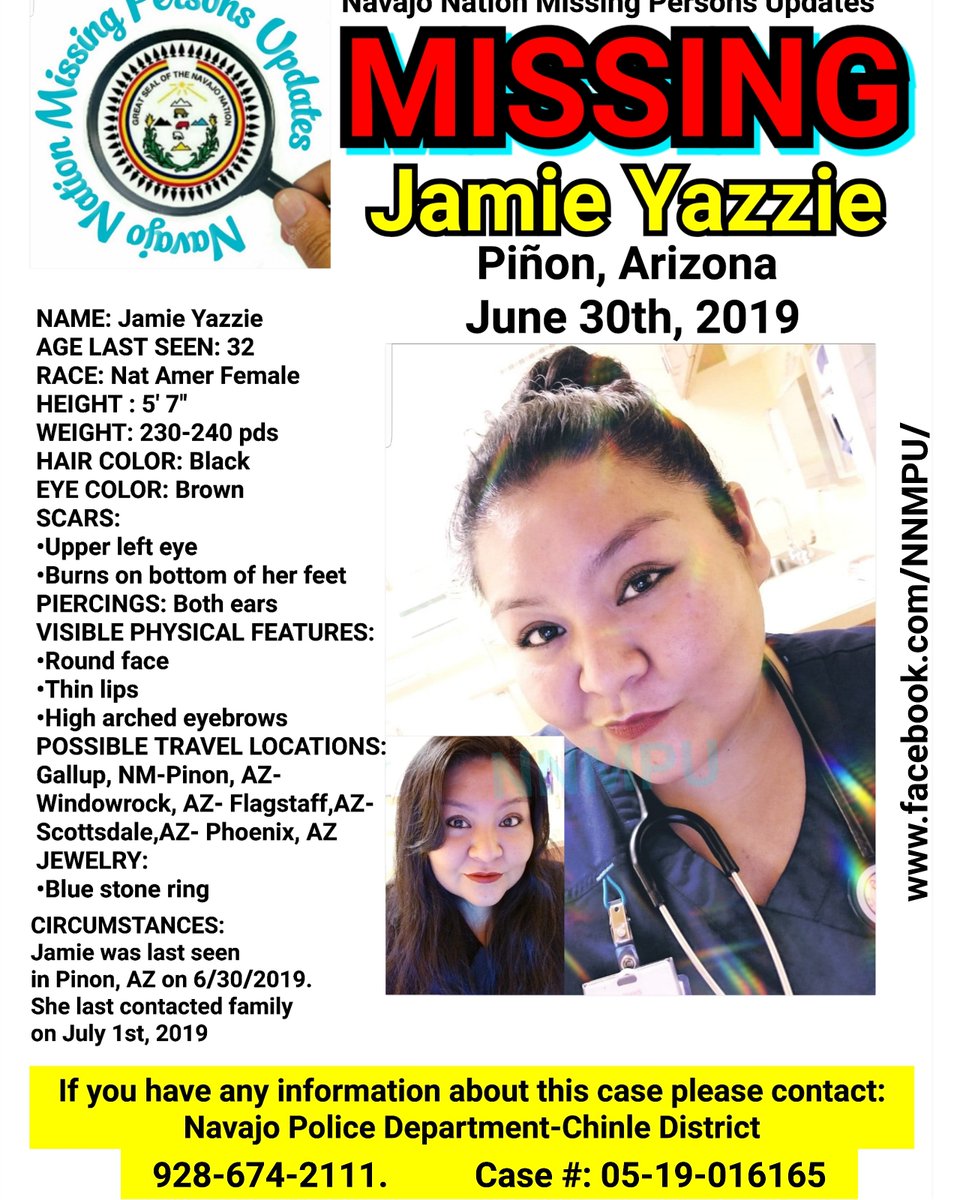 Missing out of Pinon, Arizona Jamie Yazzie 6/2019.
#NavajoNationMissingPersonsUpdates 
#NNMPU 
#MissingInPinonArizona
#JamieYazzie
#SomeoneKnowsSomething
#SpeakUpSpeakOut
#NoMoreStolenRelatives
#NoMore #MMIR #MissingAndMurderedIndigenousRelatives