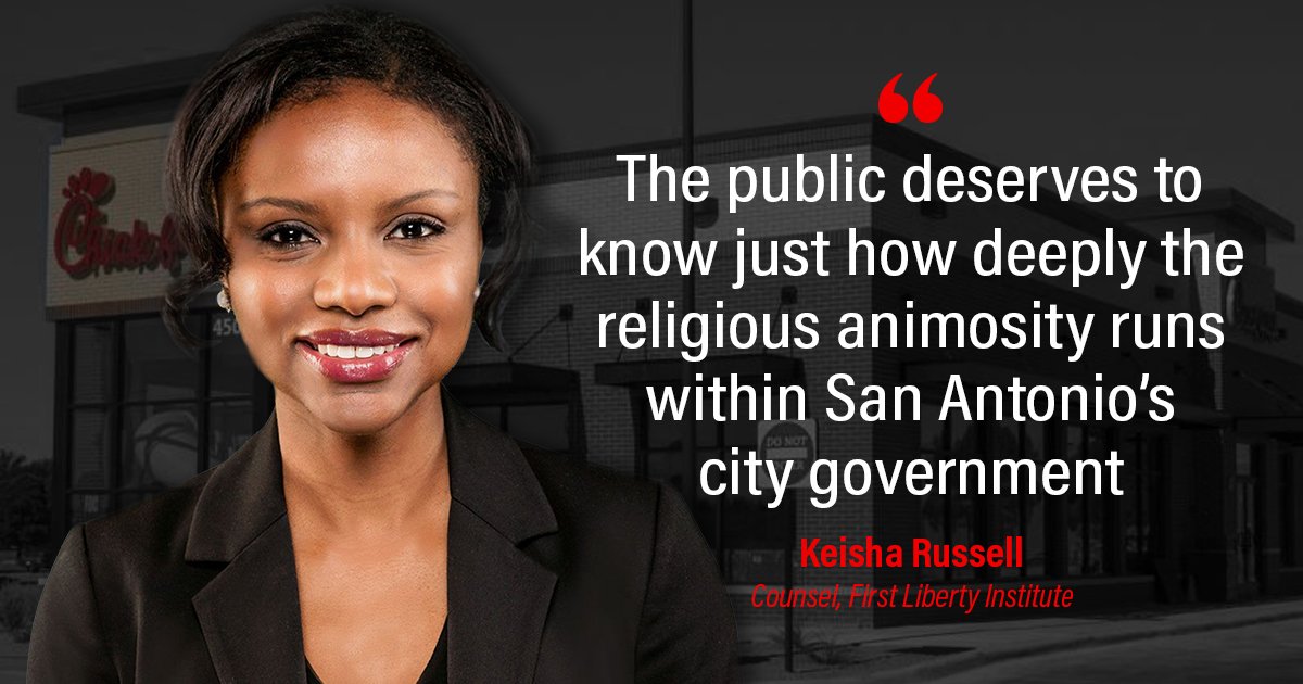 firstliberty_'s tweet photo. Today is FREE #ChickfilADay, but apparently #ChickfilA isn’t FREE to operate based on their religious beliefs. Or at least that’s the message sent by San Antonio city officials when they decided to exclude Chick-fil-A from their airport https://t.co/PPY3wnvqtP #CowAppreciationDay https://t.co/jzCEXrigS3