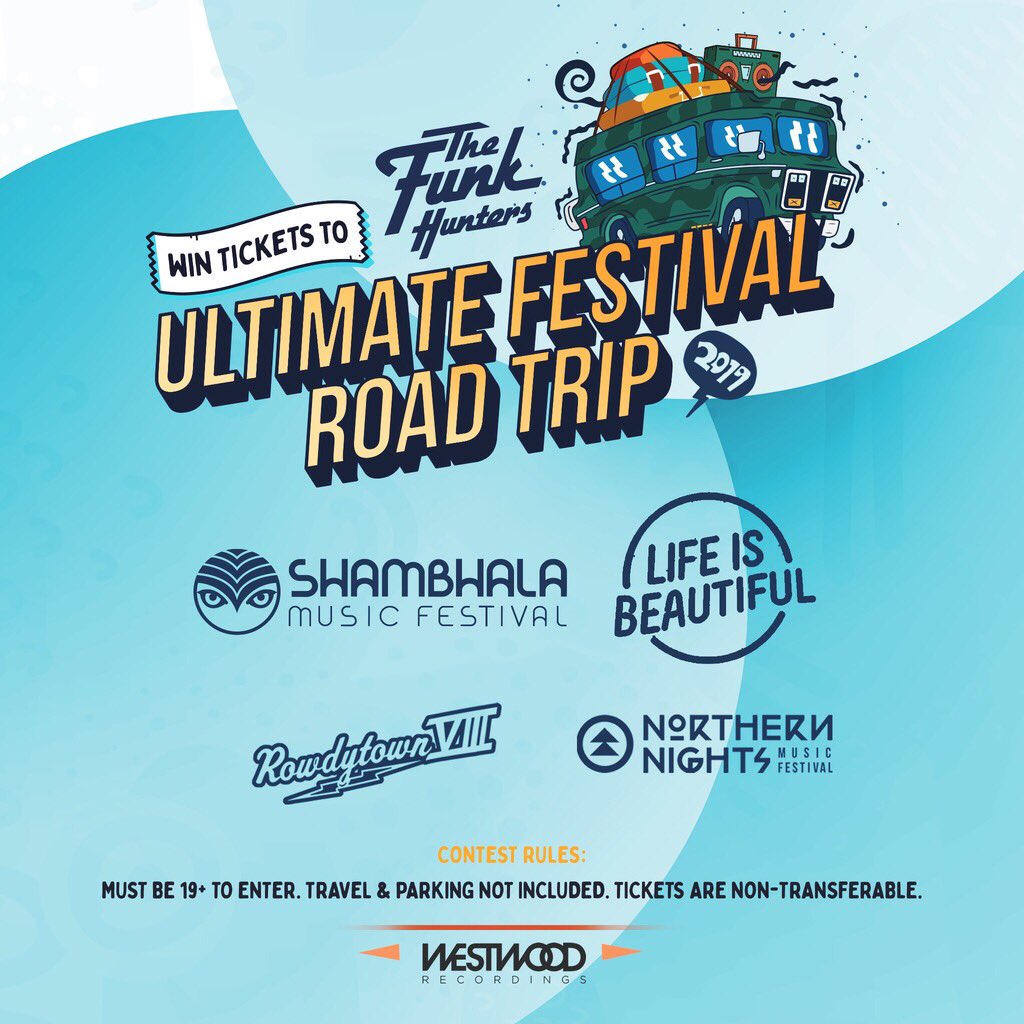 The Ultimate Festival Road Trip contest is back!!! ☀️

Enter for a chance to win a pair of tickets to <a href="/shambhala_mf/">Shambhala Music Festival</a>, <a href="/lifeisbeautiful/">Life is Beautiful</a>, <a href="/BigGigantic/">BIG GIGANTIC</a>’s Rowdytown VIII at <a href="/RedRocksCO/">Red Rocks Park & Amphitheatre</a> and <a href="/NNMFestival/">Northern Nights</a>!

Enter here: smarturl.it/ultimatefestiv…