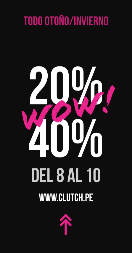 ClutchPeru's tweet photo. HASTA MAÑANA! Utiliza el código 20% con un producto y 40% con dos productos! https://t.co/lx4Qh46Ik8 https://t.co/nAuRhvnjJC