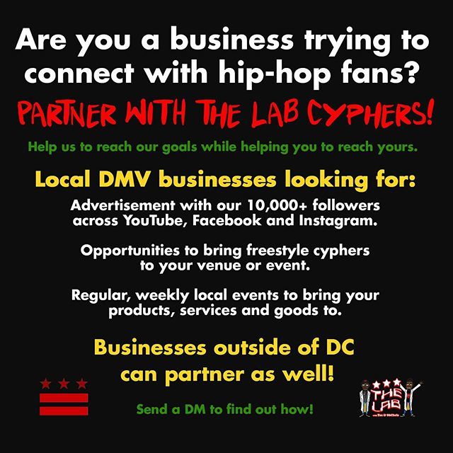 TheLabOLM's tweet image. Want to get your business involved with The Lab? Know of any business that could benefit? LET’S PARTNER UP!!! #business #dclocal #partnerships #thelabcyphers #dmvhiphop #fortheculture #freestylerap #cyphershow #videopodcast #linkinbio #hiphoplife #420flo… ift.tt/30jtwo2