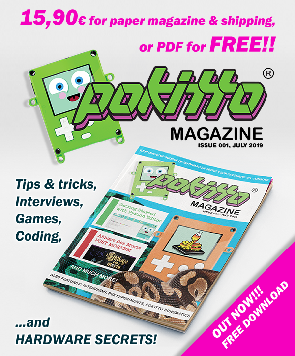 Pokittocom's tweet photo. POKITTO MAGAZINE IS FINALLY HERE! A big thank you to @Vampirics1 @torsh88438886 @realFManga @haviital @HomineLudens @ZappedCow @Spinal_Cord and of course every #gamedev #diy #ARM #coding #makers #NXP @ArmMbed fan out there! Link to Magazine -> https://t.co/CaG9SnHtSw https://t.co/VP8rxfI7iF