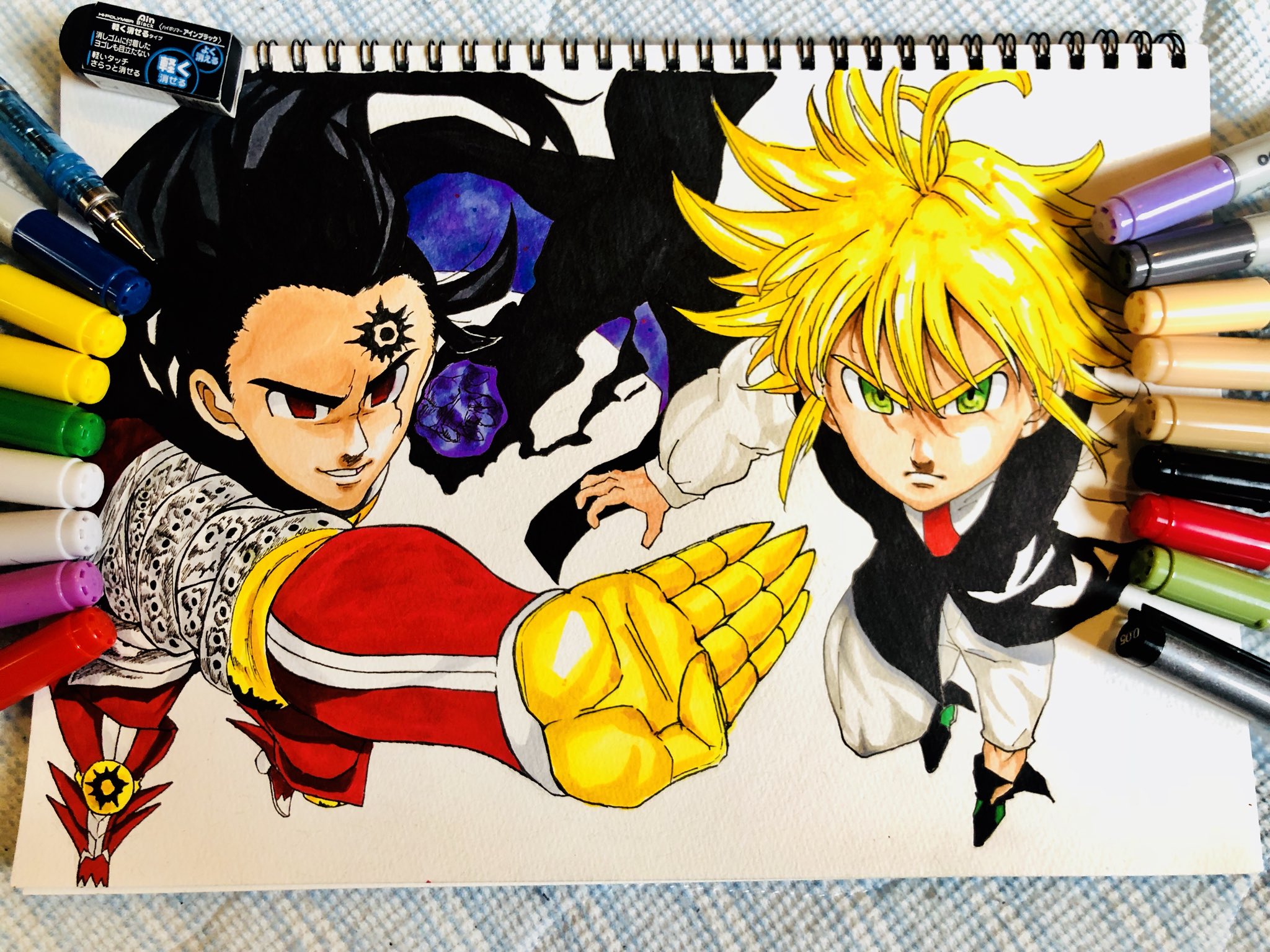 べーやん ルテ2完全復活 やっと完成しました 七つの大罪のイラストの中では結構うまくいった方かなと思います 魔神王 ゼルドリスvsメリオダス メリオダス ゼルは必ず助ける テメェはここでくたばんだよッ 魔神王 我はその程度ではくたば