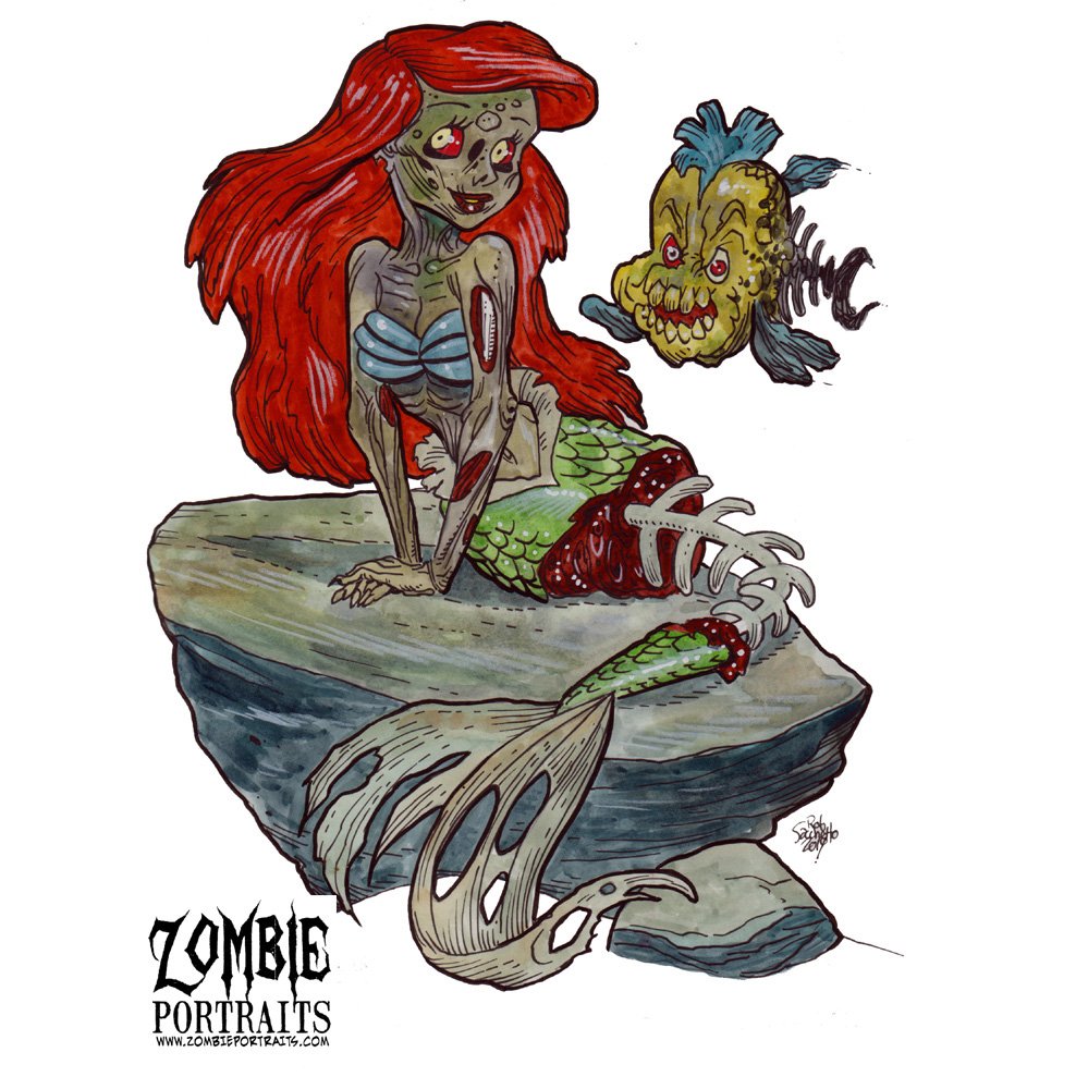 Zombie Little Mermaid Drawing