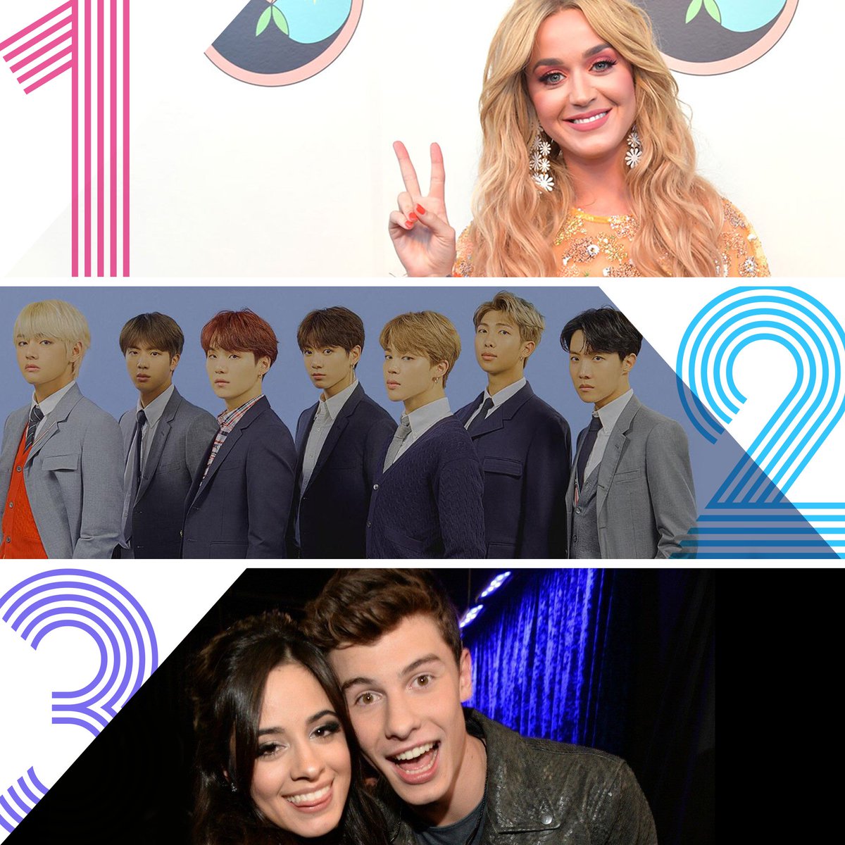 radiodisney's tweet image. Here&apos;s Tuesday&apos;s #RDTop3!
1. @KatyPerry #NeverReallyOver
2. @BTS_bighit &amp;amp; @Charli_XCX #DreamGlow
3. @ShawnMendes &amp;amp; @Camila_Cabello #Senorita