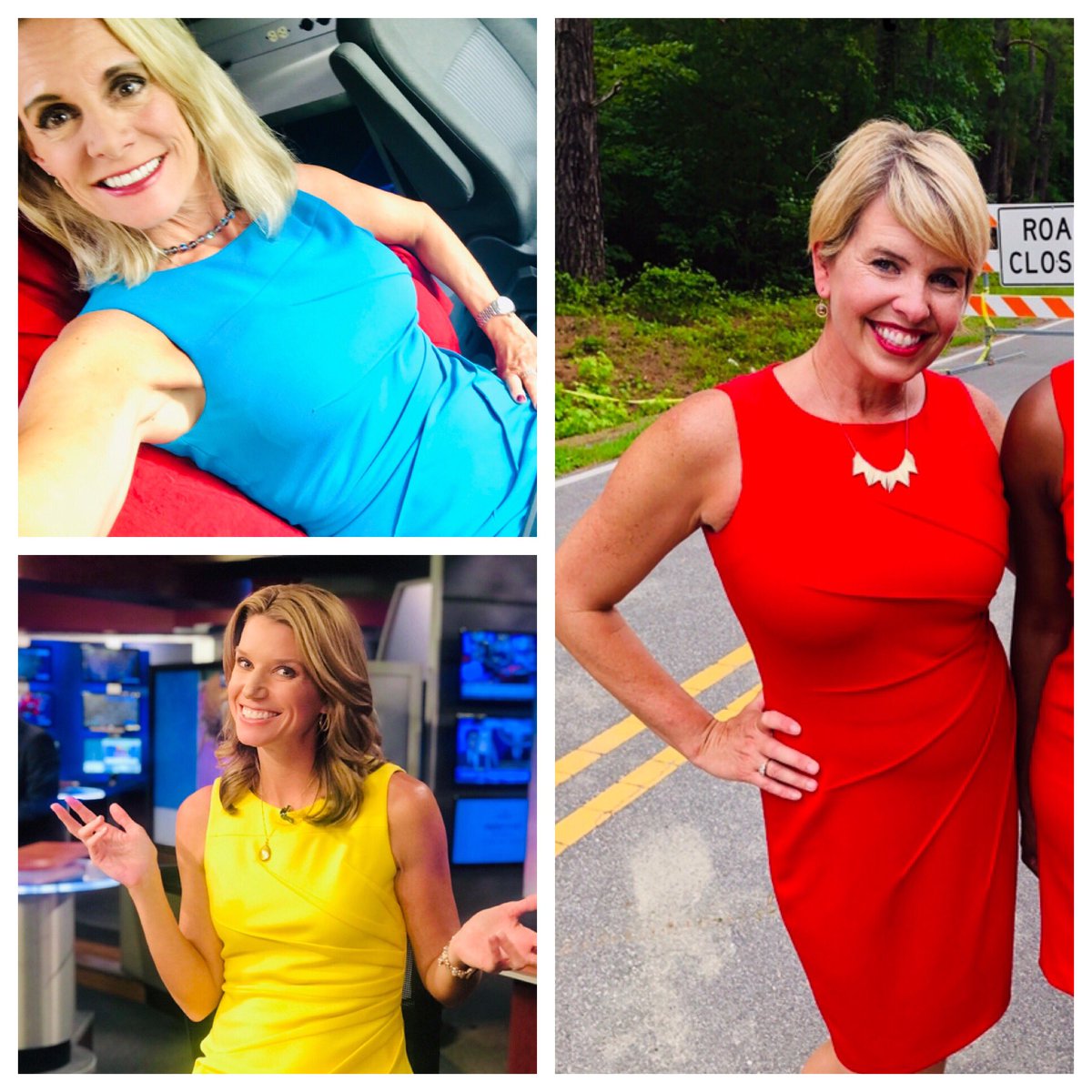 alamb's tweet photo. .@WRAL What are the chances? Three reporters, one show, same dress! #greatmindsthinkalike #wral @wralsloane @WRALKathryn https://t.co/GODI0EOkrQ