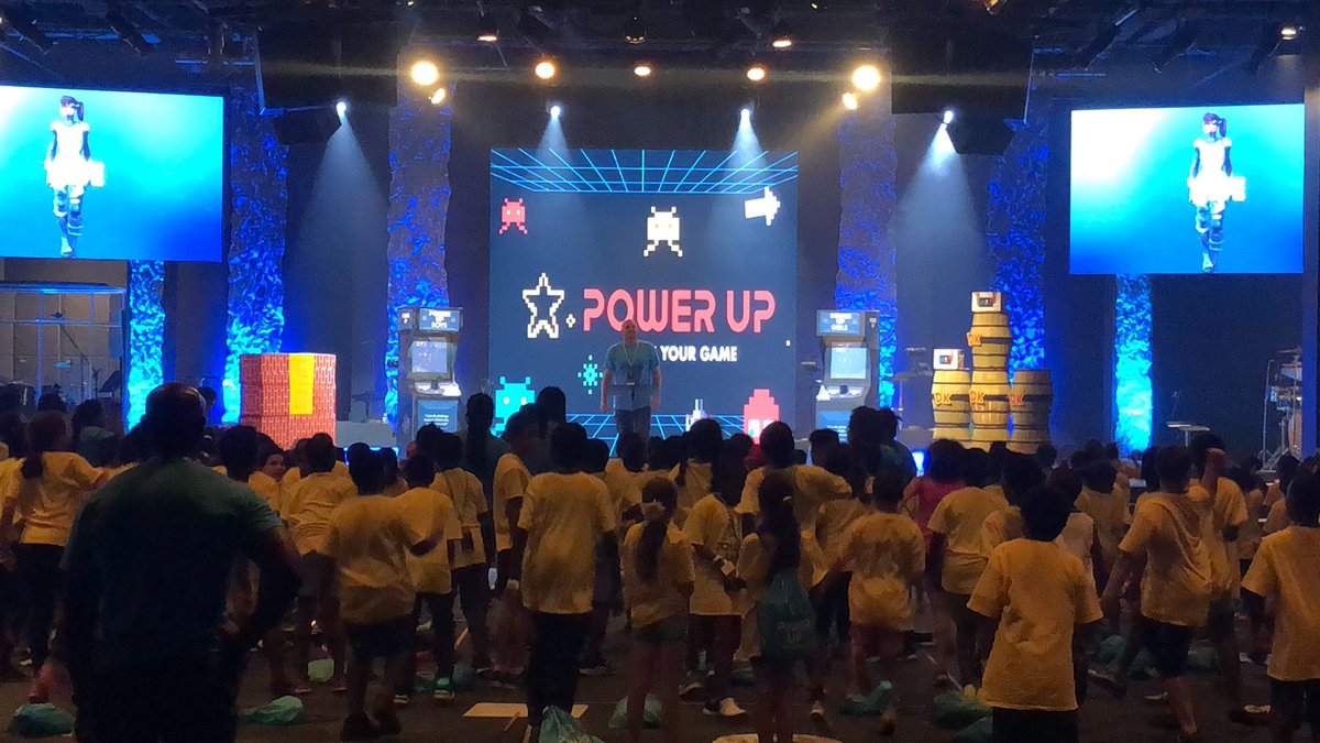 ChristChurchUSA's tweet photo. DAY 2 IS THROUGH! Quest Kids are ready to #powerup! #raiseyourgame #questkids #day2 #kidsmin #childrensministry #4RStudents https://t.co/fHJ0Y7rX69