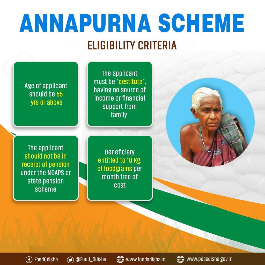 Ranendra Pratap Swain on Twitter: &quot;Annapurna Scheme is meant for poorest  section of people &amp; aims at providing #FoodSecurity to meet the requirement  of beneficiaries aged 65 years &amp; above. #FoodOdisha…  https://t.co/sgde1Wr8gS&quot;