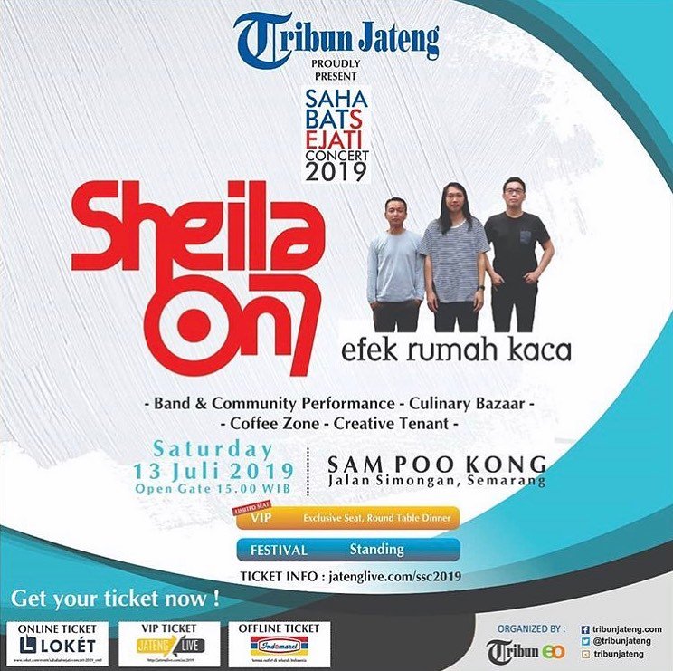 Semarang dan sekitarnya, sampai jumpa hari Sabtu, 13 Juli 2019 di "Sahabat Sejati Concert 2019" Sam Poo Kong Jalan Simongan, Semarang.
 
#sheilaon7 #sheilaon7day #sheilagank #so7semarang  #SheilaonJuly #SahabatSejatiConcert #SamPooKong #Semarang