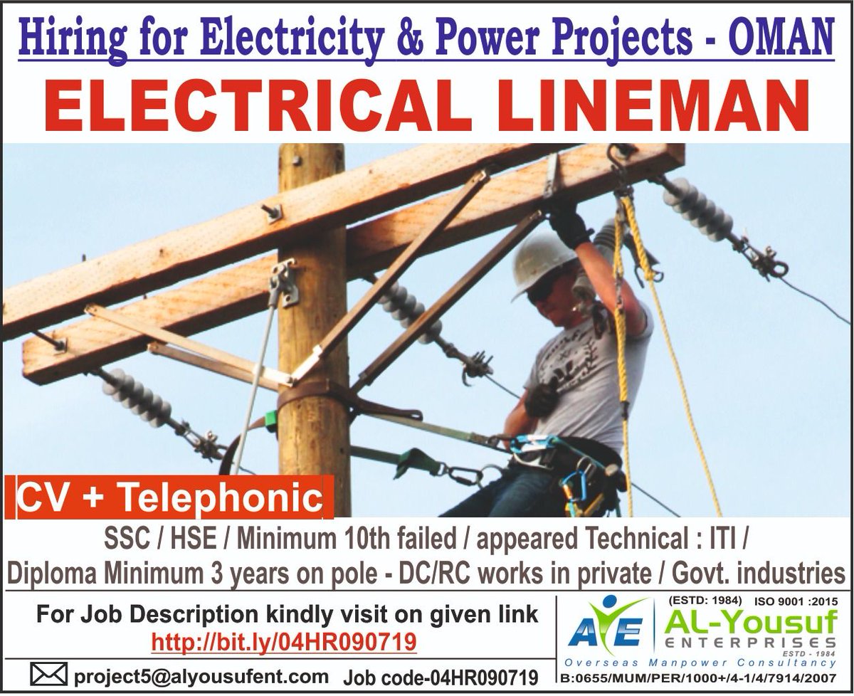 safwanyshaikh's tweet photo. HR04 # Hiring for #Electricity and #Power_Projects #Oman
Positions:
#ELECTRICAL_LINEMAN
#email- project5@alyousufent.com
#JDLink https://t.co/HMx9xfRpX8
@safwanindia @MohammedArfanY1 @ANI @Facebook @Instagram @LinkedIn @Twitter @alyousufindia @MEAIndia @DrSJaishankar @PMOIndia https://t.co/yxyGE9BhVm