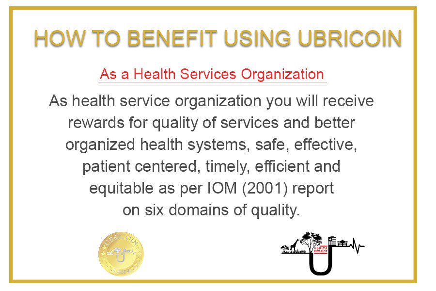 Lynnethebrand's tweet photo. How You Benefit by Using Ubricoin As a Health Services Organization:
As health service organization you will receive rewards for quality of services and better organized health systems, safe, effective, patient centered
#Ubrica #UbricaKE #Ubricoin @ubricaKE https://t.co/tenWxC3Eko