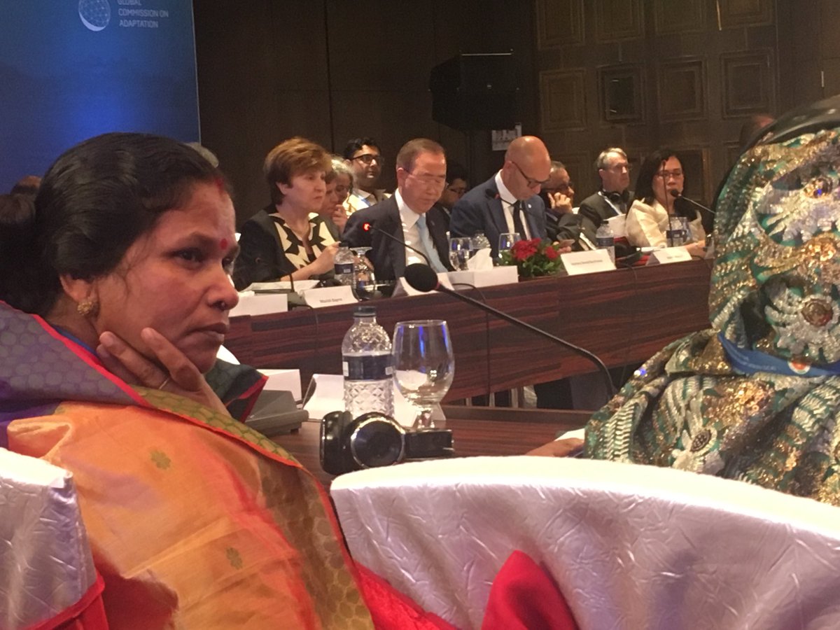 clareshakya's tweet photo. At the #GlobalCommissionAdaptation, having heard from women leaders from vulnerable districts in Bangladesh, @KGeorgieva notes the importance of getting climate finance into hands of communities. https://t.co/4IPrRohNNJ