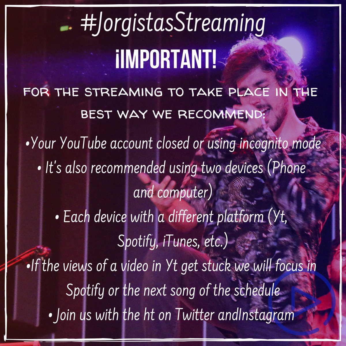 JBlancoMexico's tweet photo. Este sábado se viene el #JorgistasStreaming donde estaremos reproduciendo a full las canciones de @JorgeBlancoG durante todo el día. 😎
Subiremos las views de cada canción, vamos a twittear para conocernos un poco más y demostrar el poder de las #Jorgistas ¡No se lo pierdan! 😉💖 https://t.co/1rDISxz5rS