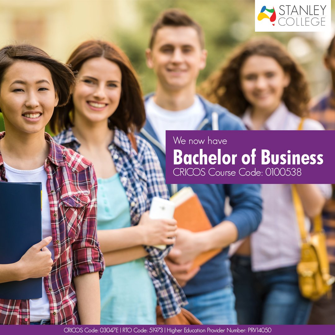 Stanley_College's tweet photo. Stanley College is proud to announce the launch of our new Higher Education degree, the Bachelor of Business (CRICOS Course Code: 0100538), at our West Perth Campus. We now invite applications for admission from international and local students. 
Call us on + 61 8 6278 3666 https://t.co/F45NUjg3pS