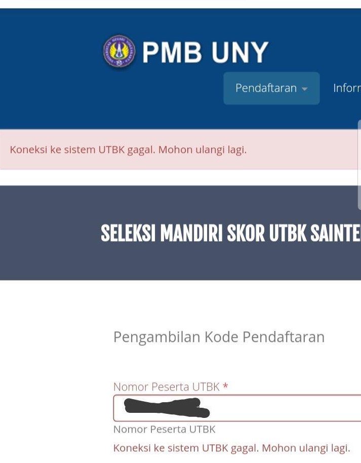 koneksi ke server UTBK penuh karena banyak yang mendaftar. 
saat ini sedang diupgrade, mohon dicoba lagi nanti