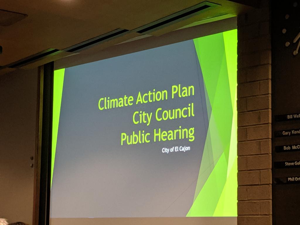 sdclimateaction's tweet photo. El Cajon CAP hearing begins. We know this plan is flawed and does not meet legal or state muster. The strategies are unenforceable, sets low targets and goals, and does not equitably address current climate justice issues now and to come as the ongoing crisis unfolds. #BadCAP! https://t.co/qc8do7haov