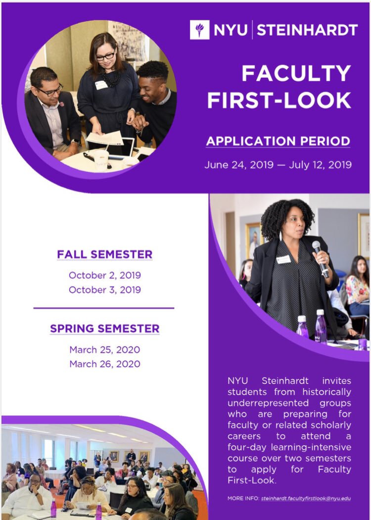 Only a few more days to apply to the @nyusteinhardt Faculty First-Look program. ‘Twas very helpful in my academic job search process and the networking/community built with peers 💯!!