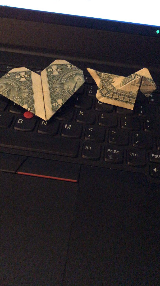 VWitherell's tweet photo. Whoops...sidetracked from my #ISTEcert portfolio. Thanks @YouTube for the dollar bill origami folding videos. Tooth fairy had to up her game tonight because our 6 year old pulled out her own insanely loose tooth tonight, tooth #7. #parentfirst https://t.co/KaponnRmPK
