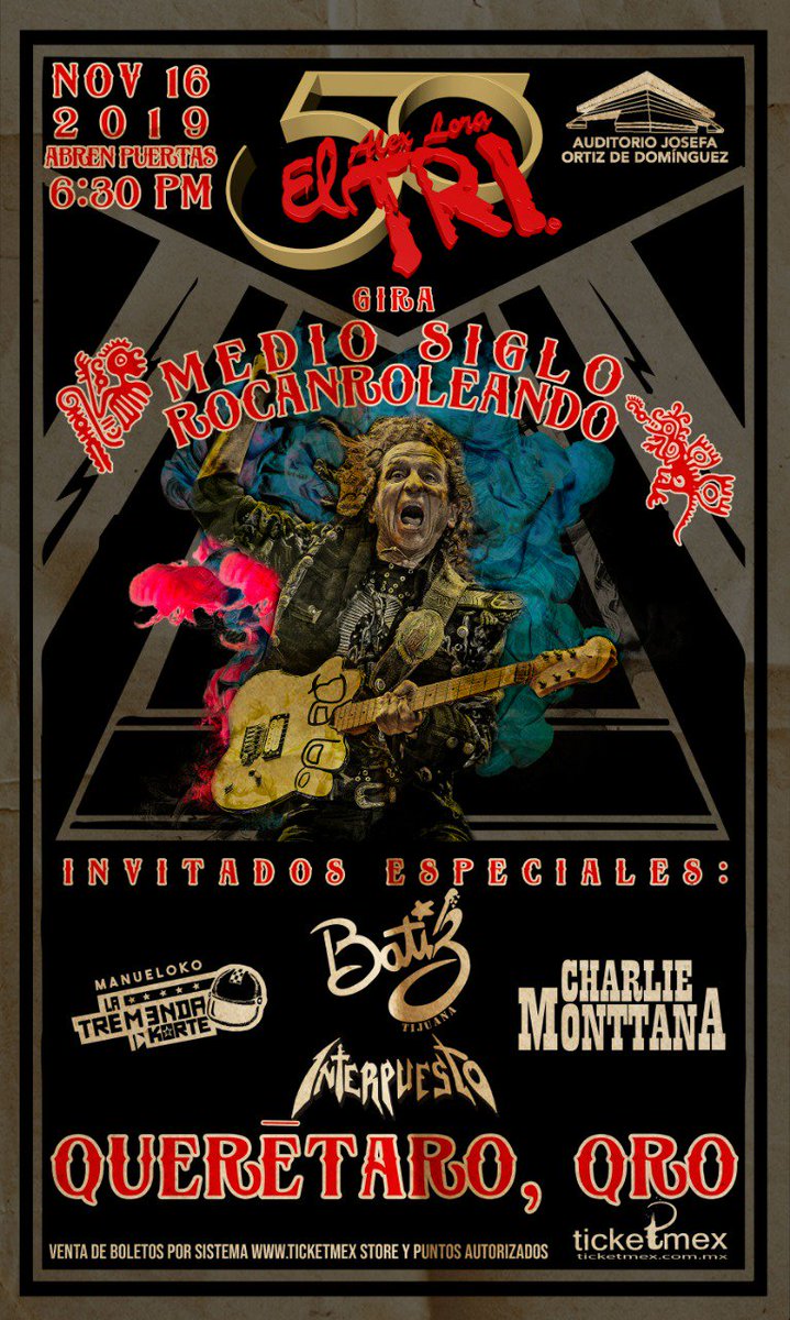 ticketmexcommx's tweet photo. @eltridemexico  Gira 50 años 
Medio Siglo Rocanroleando 🤘
Boletos disponibles por https://t.co/lAIc6XMbjp https://t.co/KwfR87wcqq