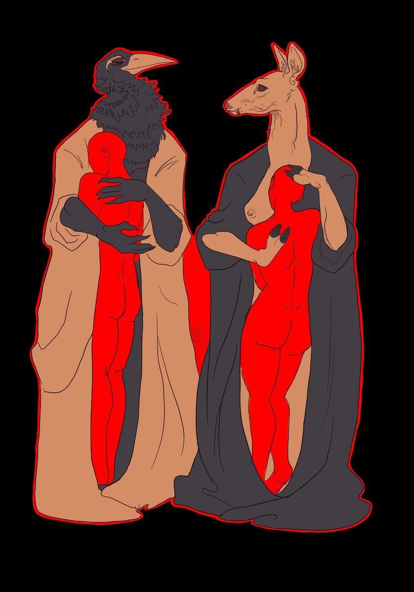 hofundur's tweet photo. Comforting beings
.
.
.
#sticker #design #digital #art #procreate #ipadpro #applepencil #sereshofundur #poster #guardians #anthro #anthropamorphic #deer #furry #feather #raven #ravenman #man #terato #teratophillia https://t.co/BQc7bkSjRT