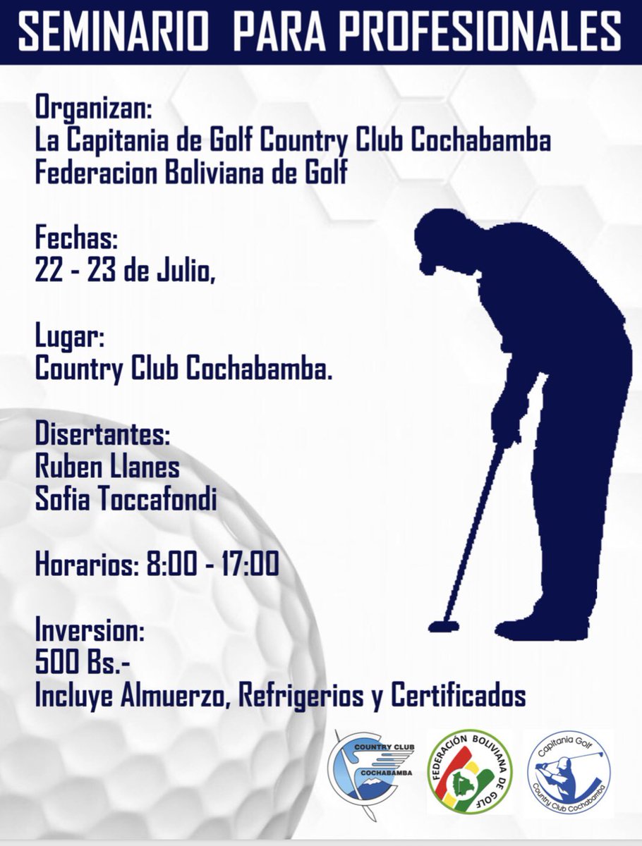 Seminario para Profesores de Golf  @CountryClubCba Bolivia 🇧🇴.  <a href="/RubenLlanesGolf/">Ruben Llanes</a> <a href="/sofitocca/">Sofi Toccafondi</a> 🇧🇴🇦🇷🇧🇴🇦🇷