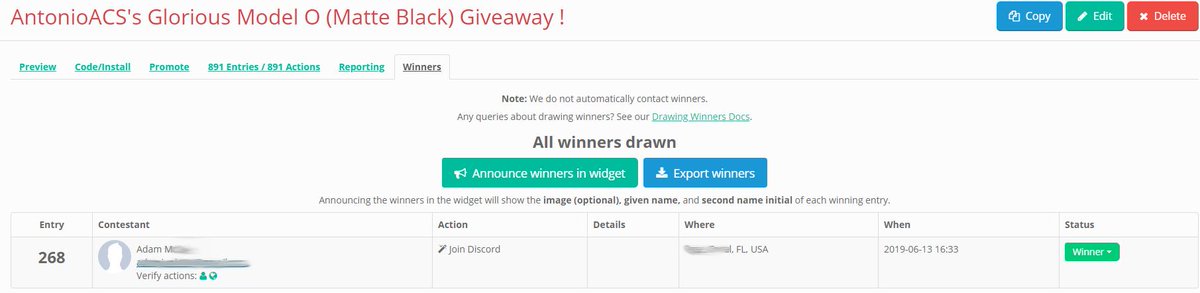 Congrats to the winner of for the Glorious Model O Mouse! 

"Adam M" You have four days to get back to me to claim your prize! 
(Until 7-13-19) DM Me On Twitter Or Discord. #WINNER #gloriousmodelo