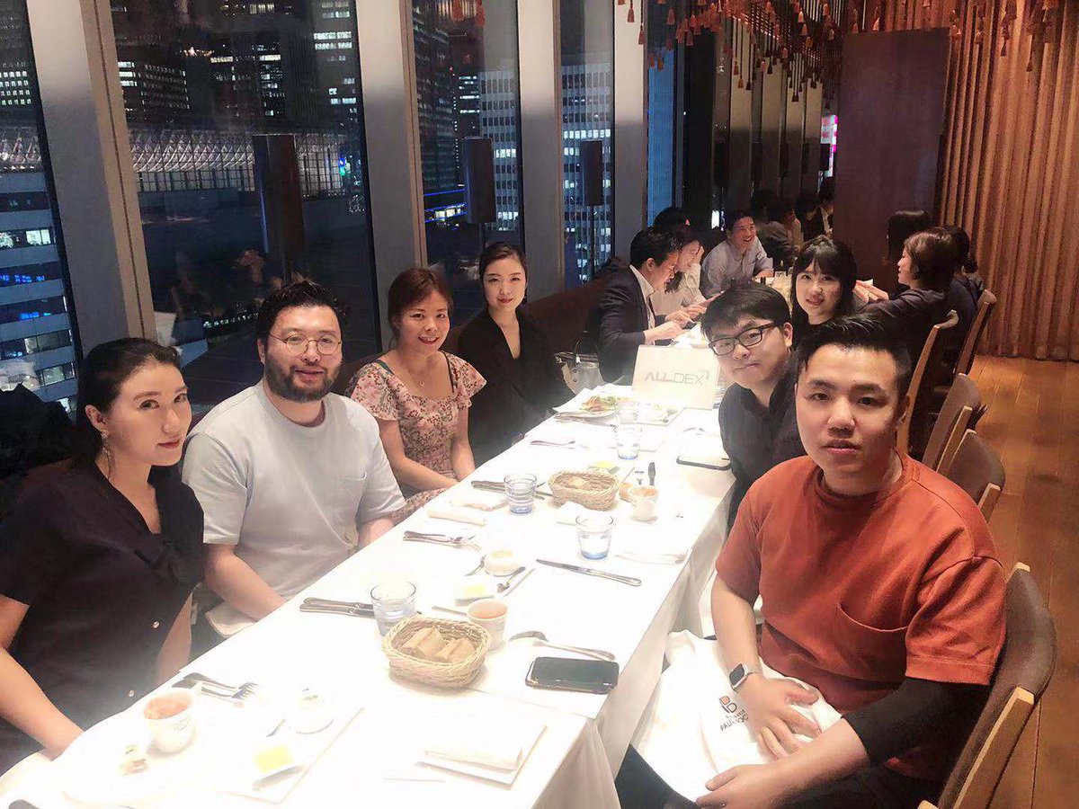 Alldex_com's tweet photo. Alldex held an exclusive dinner in Ginza, Japan today, inviting industry leaders from the Japanese Tobacco industry, CoinDesk(JP) and Cointelegraph to participate in the event. Students from University of Tokyo and Fudan, as well as several Japanese KOL’s also attended the event. https://t.co/jPZHXjby8X