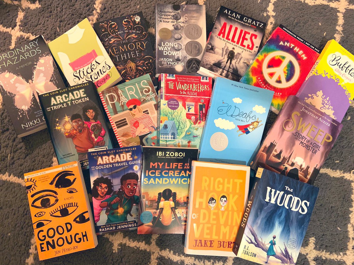 amysoupy's tweet image. Trying to figure out how to get my #nErDcampmi book haul home in my tiny suitcase. #goodproblemtohave