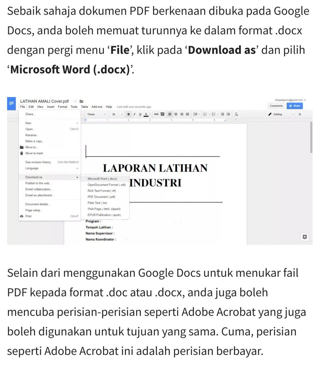 Resume Kreatif On Twitter Cara Tukar File Pdf Kepada Word