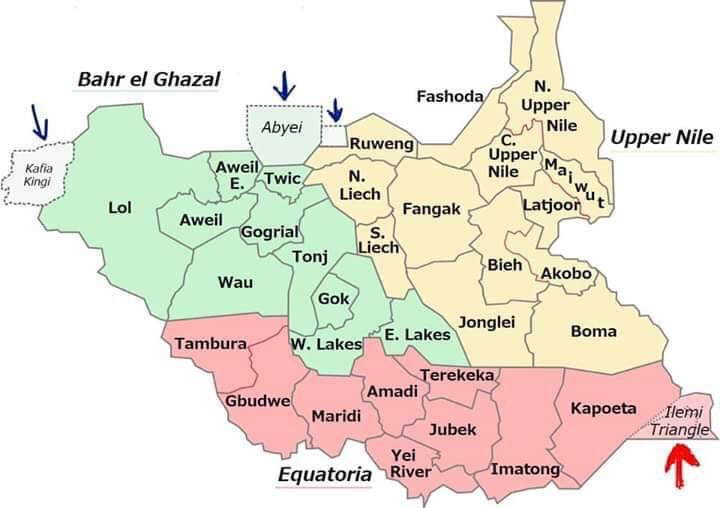 modernemeid's tweet photo. #SouthSudan map with contested territories. Warfare has made it so easy for countries like Kenya to claim the Ilemi Triangle. https://t.co/08hCpWzME8