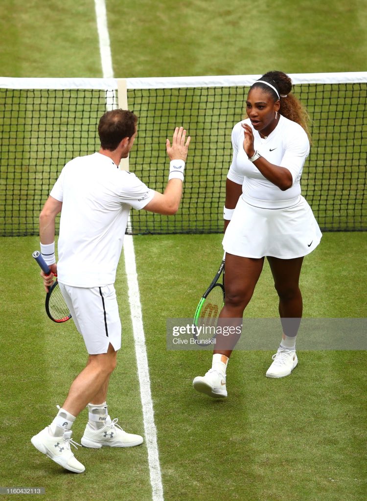MerchSouth's tweet photo. You make a great mixed-doubles team and you play great tennis ๐๐ฝ #SerAndy #MurRena #murraywilliams #SerenaWilliams #Serena #AndyMurray #freshbreakfastshow #powerbreakfast #Wimbledon ๐ธ: @GettySport https://t.co/ypTkNHrNve
