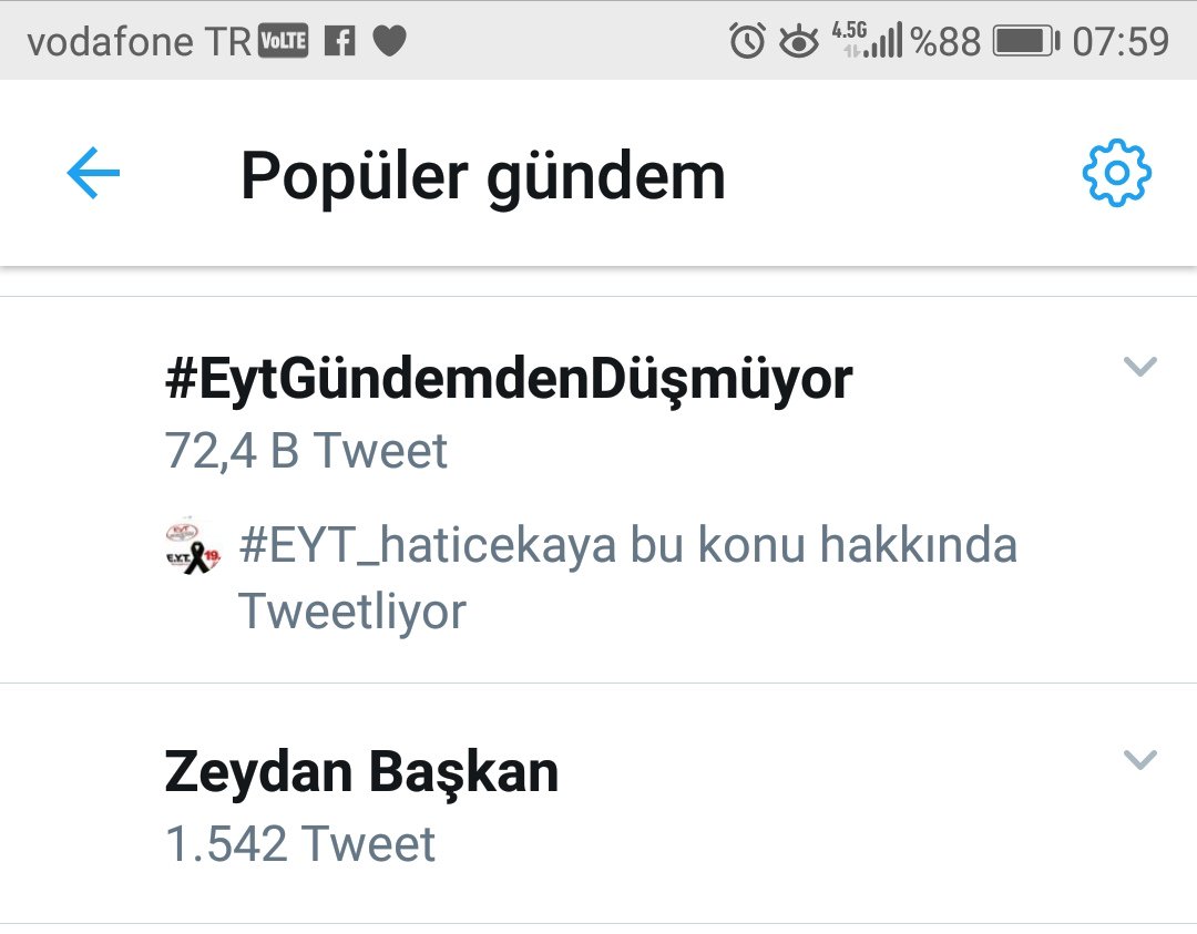 YAZIYOR YAZIYOR TWİTIRDA EYT'lilerin DESTAN YAZIYORR
72.400 TWİT 👏 💪✌️👍

EYT yi Kaale Almayıp Duymayanlara 🙉
Görmeyenlere 🙈
Konuşmayanlara 🙊Duyurulur

GÜMBÜR, GÜMBÜR Geliyoruz Gasp Edilen Haklarımızı Alana Kadar Vazgeçmiyoruz

#EytGündemdenDüşmüyor

<a href="/Akparti/">AK Parti</a> <a href="/MHP_Bilgi/">MHP</a> 👇👇