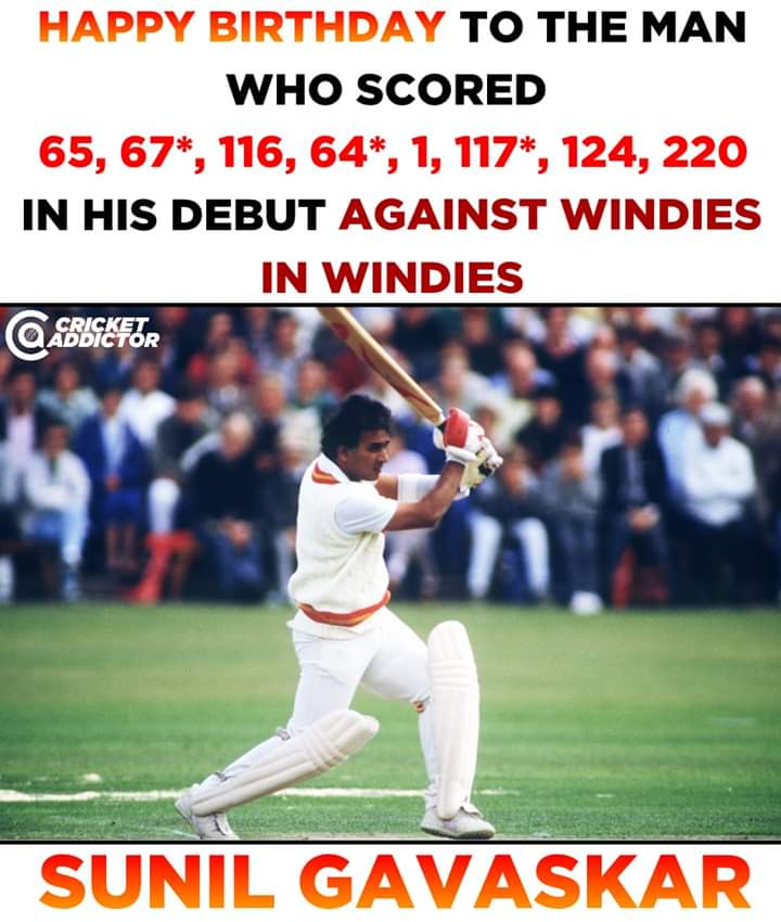 Happy birthday Legendary Sunil Gavaskar.1st Batsman to Score 10,000 runs in Test cricket. 