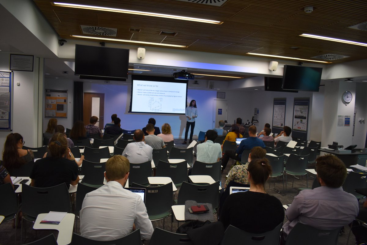 We've had coffee, and now there's an invited talk from Dr. James O'Keeffe from <a href="/UniofNewcastle/">Newcastle University</a> presenting “From mantis to machine: A new bio-inspired algorithm for machine stereopsis”. His work is aiming to artificially replicate the 3D vision of a praying mantis. #IONSExeter