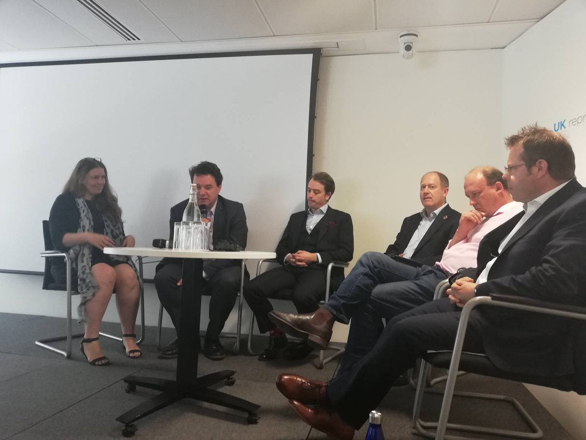 techUK's tweet photo. Morning panel discussion at #techukplastics focuses on how firms are removing plastics from their own operations & supply chains w/ our @SannaBaker chairing. @iemanet @foreignoffice @yourcanarywharf @SkyOceanRescue & @PwC_UK giving their advice on how to go about plastics… https://t.co/pyK9csirBC