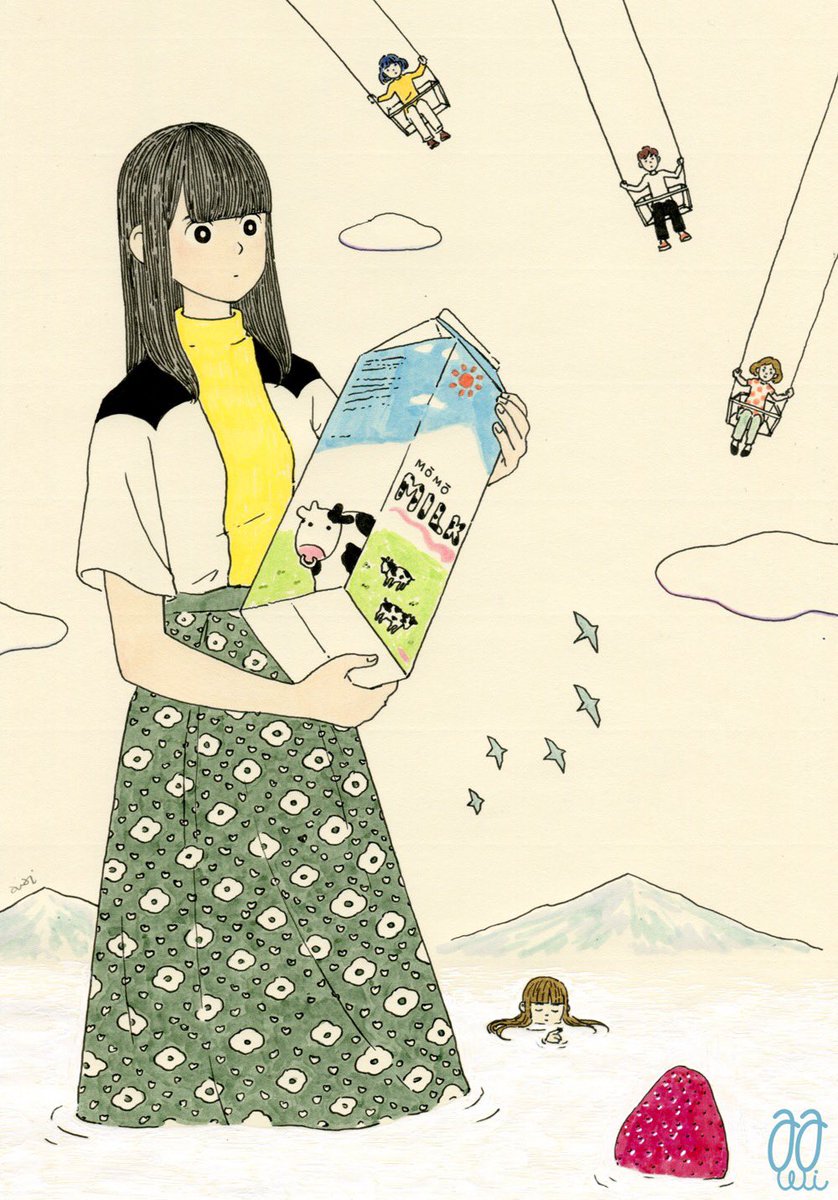 個展の絵 : 世界が牛乳。 