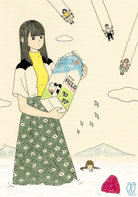 個展の絵 : 世界が牛乳。 