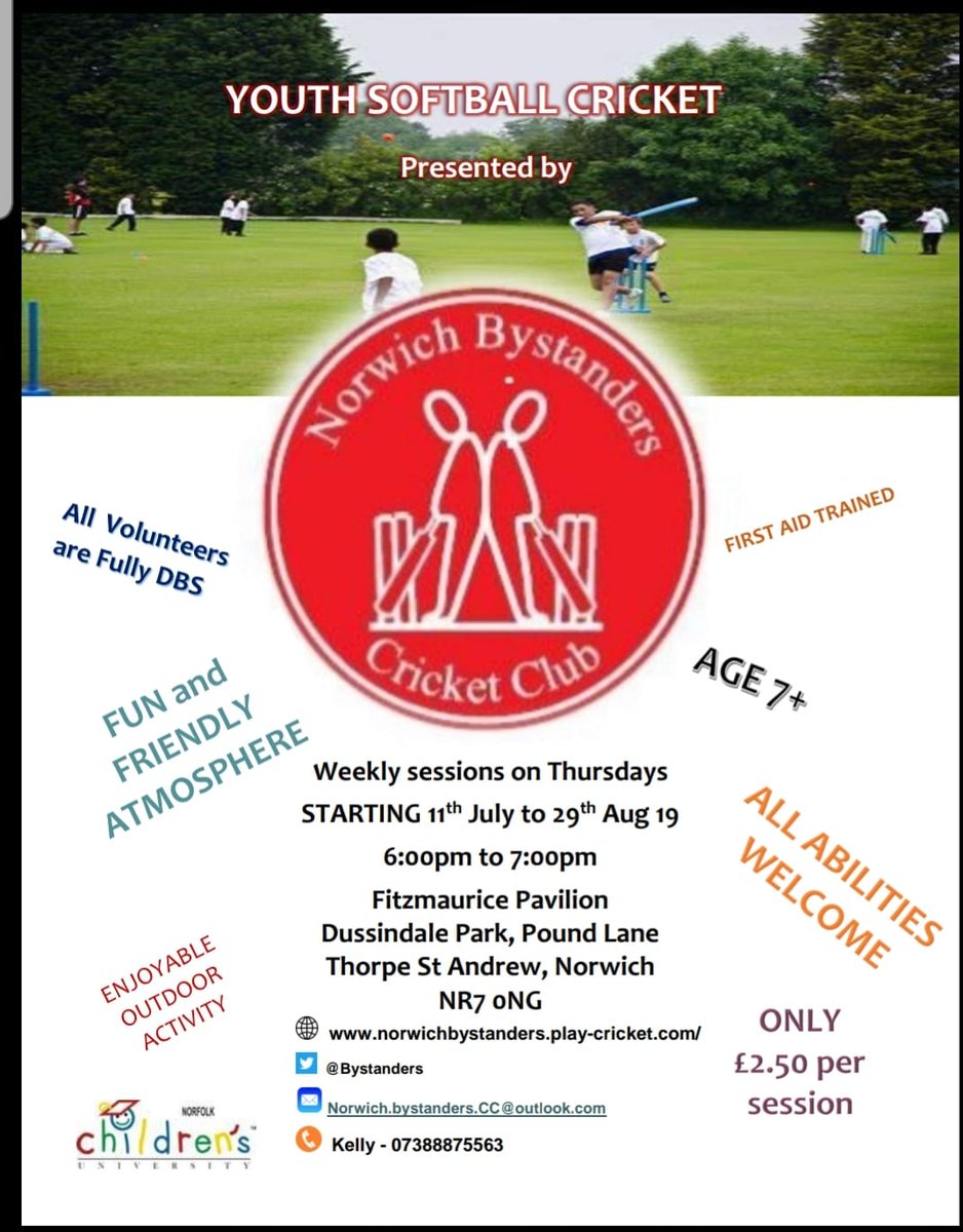 Hey twittersphere! NBCC are delighted to introduce our new youth softball cricket initiative! Please see the photo for details, we'd be delighted to welcome you along #bystandersyouthcricket #softballcricket
