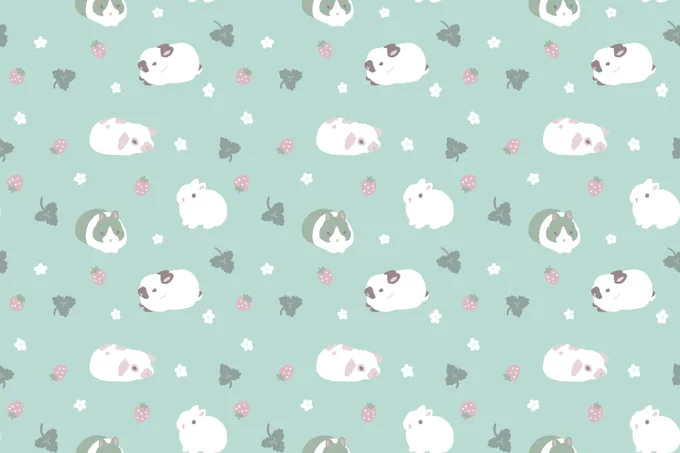 こうさぎさんたちとイチゴの壁紙 (?????) 