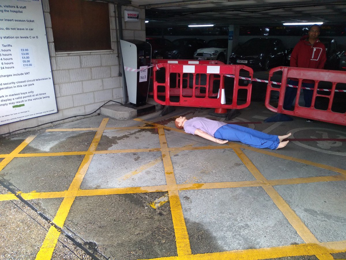 SimulationUHD's tweet photo. This was a recent simulation for two of our ED registrars. "Pedestrian Vs Car" @PooleHospital @Poole_Hospital #Simulation #Training #SimMan #NHS #PHTLS #SimManTerry https://t.co/yXK9DFGglQ