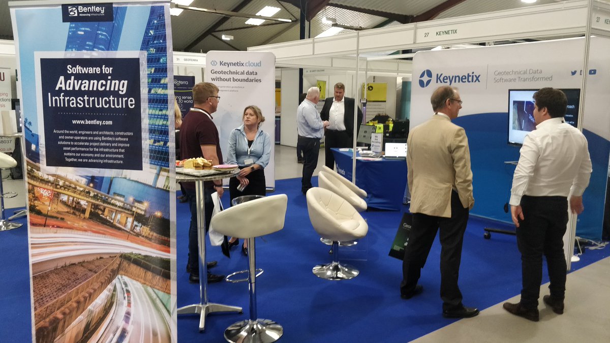 Keynetix's tweet photo. Still early here at #Geotechnica2019 but some great conversations and connections being made.  Looking forward to many more.  One cake down five to go!  @EquipeGroup @BentleySystems @Plaxis https://t.co/WYaB5BFPKb