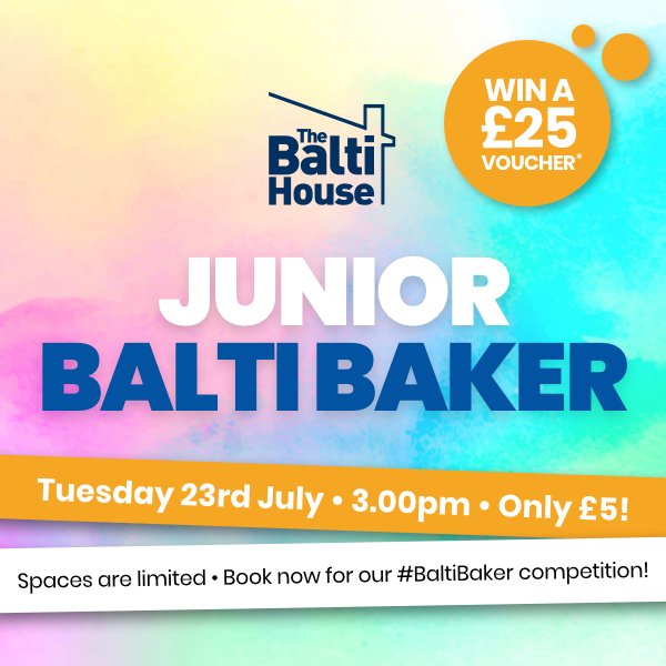 🎉Young #BaltiBaker Competition🏆
NEW TIME - 3pm
We supply the ingredients, kids do the design!🍕
Best baker wins their fave pizza PLUS a £25 voucher for <a href="/smiggle_/">Smiggle</a> !✍️😍
23/07/10 - Ages 7-12 - £5 - Parent must accompany 
Complete our form to register: 👉 bit.ly/2Jwx3sd