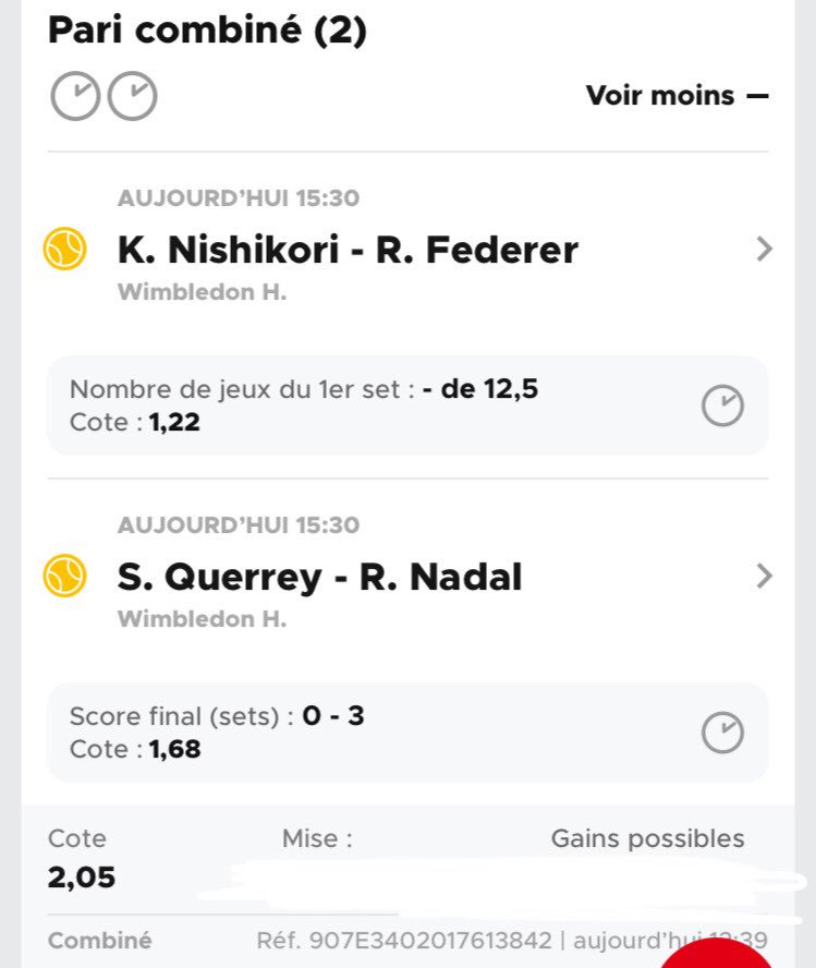 Pronovip3's tweet photo. Combi du jour premier match à 15h30🤞🤞

#TeamParieur #wimbeldon2019 #nadal #freebet https://t.co/YQFxArO6KN
