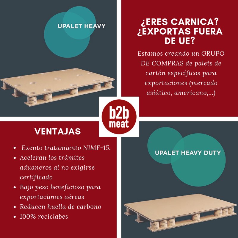 ¿Eres #carnica? ¿exportas fuera de la UE? Esto te puede interesar: palets de cartón (<a href="/elpaletcarton/">UPALET,ElPaletCarton</a>) específcos para #exportaciones, estamos creando el grupo de compras. info@b2bmeat.es / registrate GRATIS en b2bmeat.es/panel/registro. #Unete a <a href="/b2bmeates/">@b2bmeatES</a>.